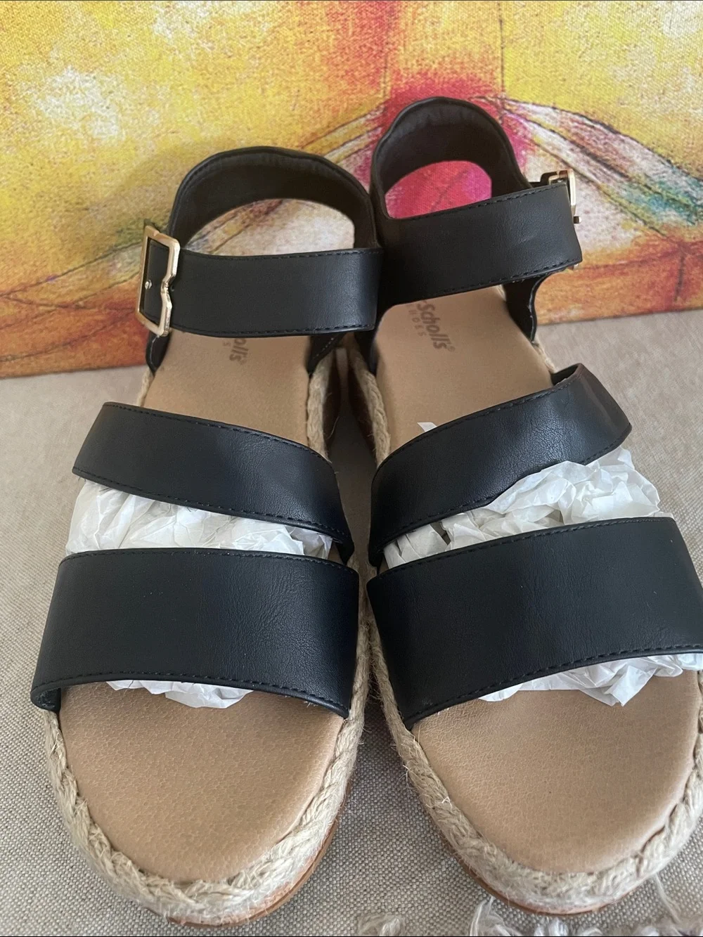 Dr.  Scholls Ellie Black Cork-Platform Wedge Sandals